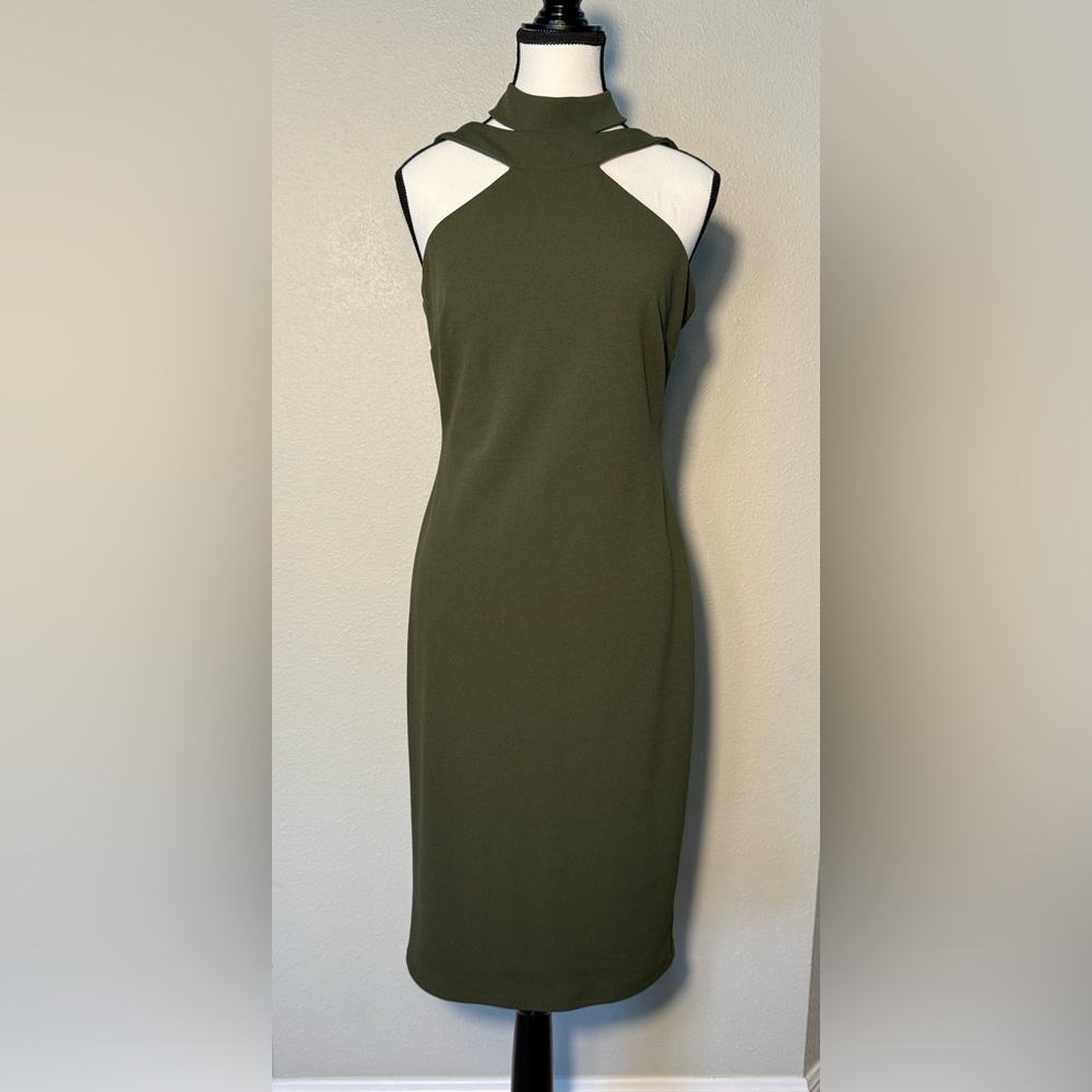 Bebe Green Sheath Halter Midi Dress